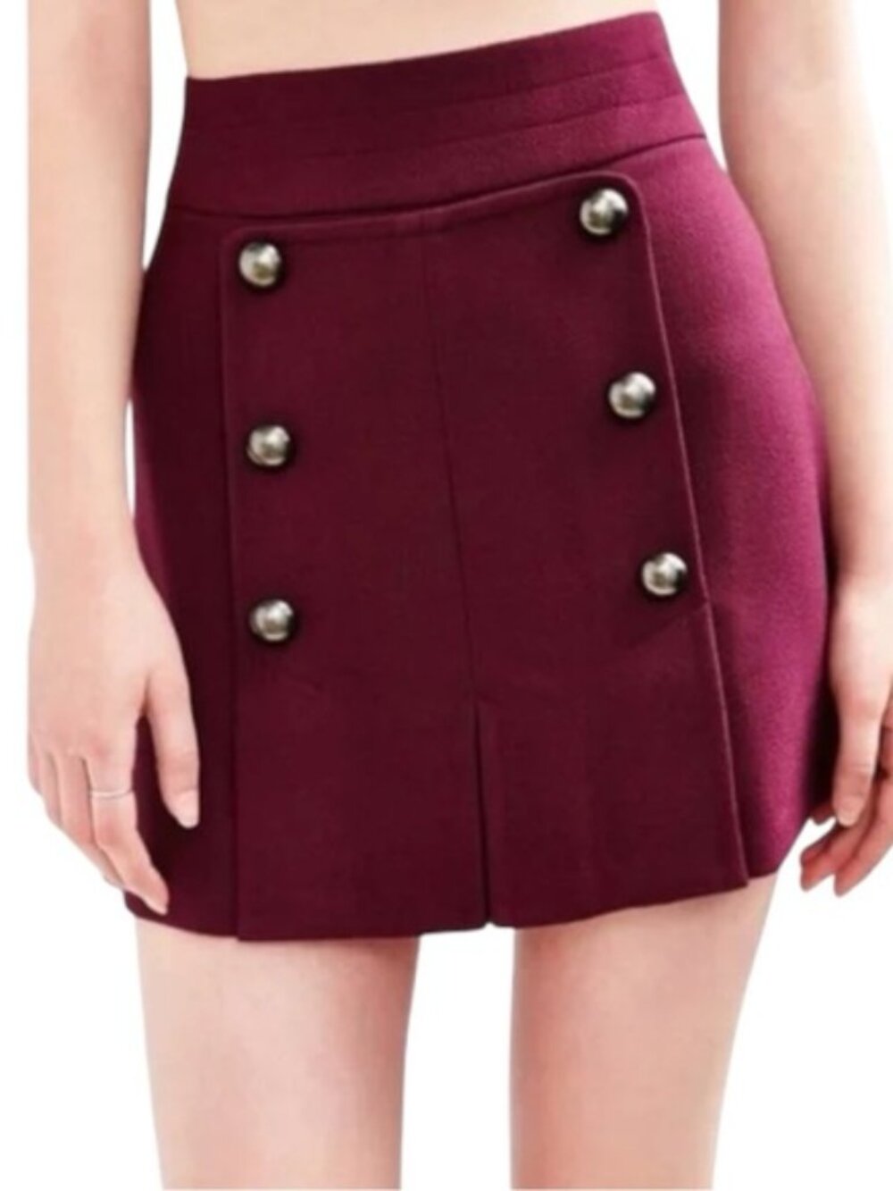 Urban Outfitters COPE Pleated Panel Raspberry/Burgundy Mini Skirt Sz 0